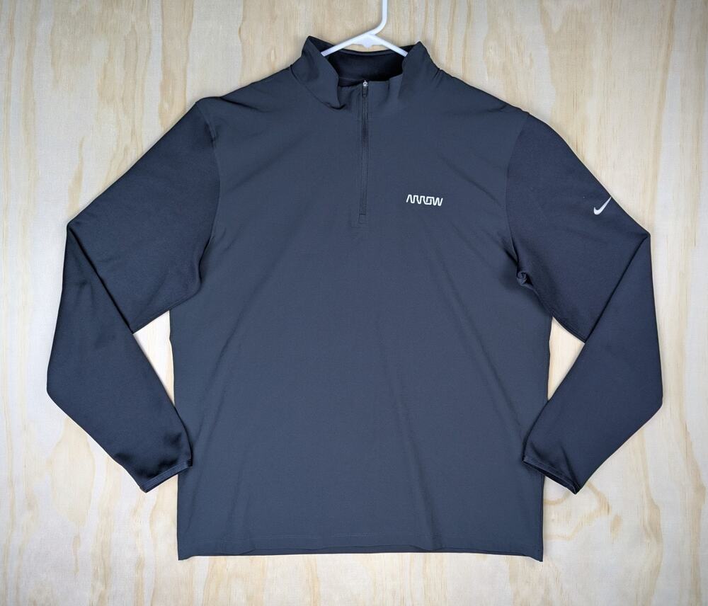 Nike Men's Large Arrow Electronics Golf Dri-FIT 1/4 Zip Pullover Black Gray